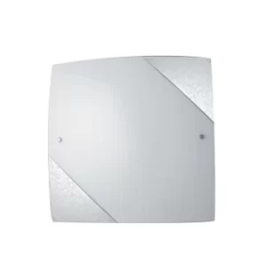 Image of PARIS 3 Light Patterned Glass Flush Ceiling Light Silver 40x40cm