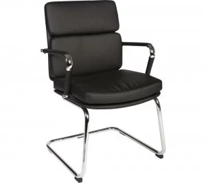Image of TEKNIK Deco 1101BLK Faux Leather Visitor Chair - Black & Bright Chrome, Black