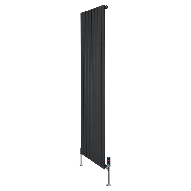 Image of Monstershop Flat Single Column Radiator & Valves - 1800mm x 560mm - Black Unisex