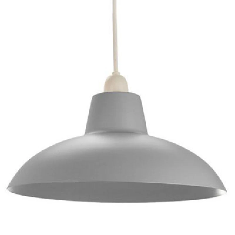 Image of Happy Homewares Industrial Retro Designed Matt Grey Curved Metal Ceiling Pendant Light Shade