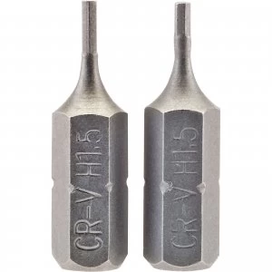 image of Draper Hex Screwdriver Bit Hex 1.5mm 25mm Pack of 2