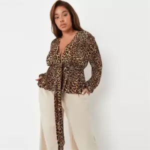 image of Missguided Leopard Belted Top - Multi