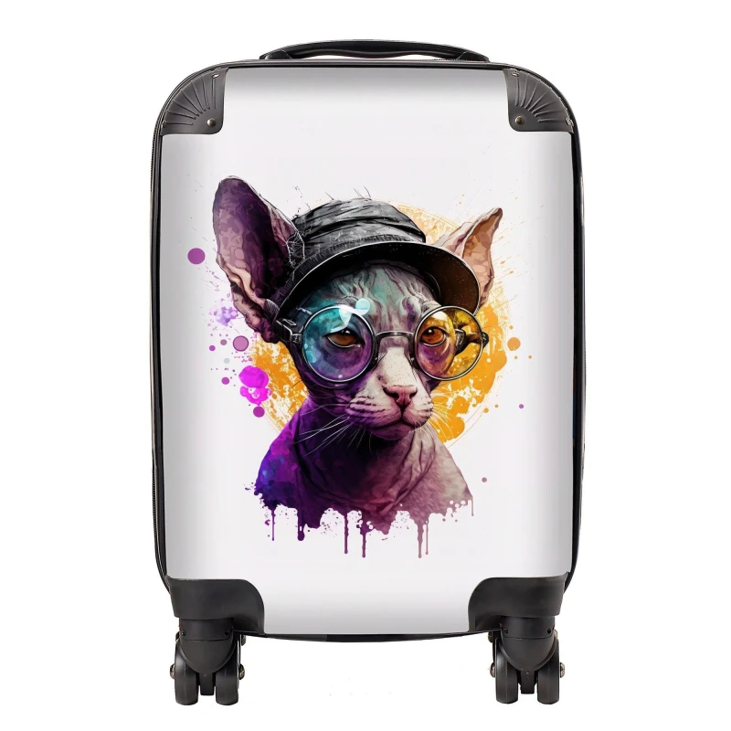 Image of Warren Reed - Designer Cornish Rex Splashart Suitcase Size: Large Multicolor Unisex Large