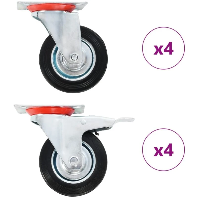 Image of VIDAXL 8 pcs Swivel Casters 100 mm Vidaxl 8719883718088
