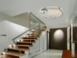 Image of Colette Semi Flush Ceiling Light Cylindrical, Chrome, Dimmable, Remote Control