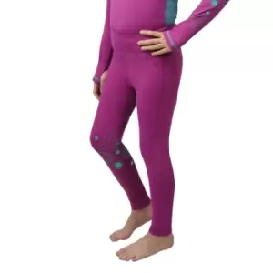 image of Hy Childrens/Kids DynaMizs Ecliptic Horse Riding Tights (11-12 Years) (Plum/Teal)