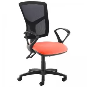 Image of Senza high mesh back operator chair with fixed arms - Tortuga Orange