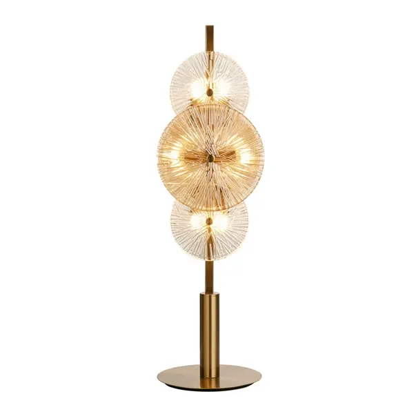 Image of Searchlight Searchlight Wagon Wheel Table Lamp - Bronze with Amber Glass