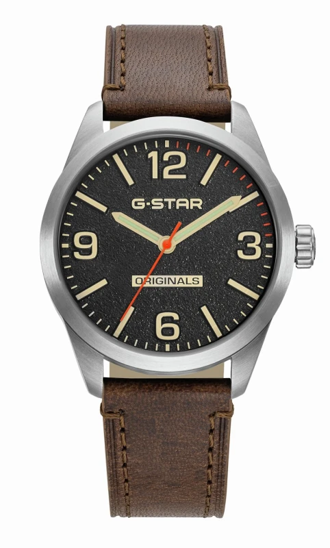 Image of G Star G Star Originals Mens Brown Leather Strap Watch
