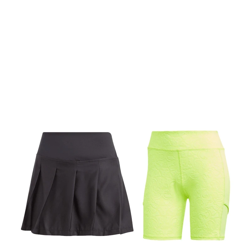 Image of adidas AEROREADY Pro Pleated Tennis Skirt Womens Black/Lemon female 12 (M)