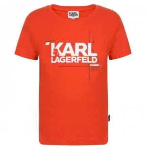 image of Karl Lagerfeld Skool Logo T Shirt - Rouge Orange