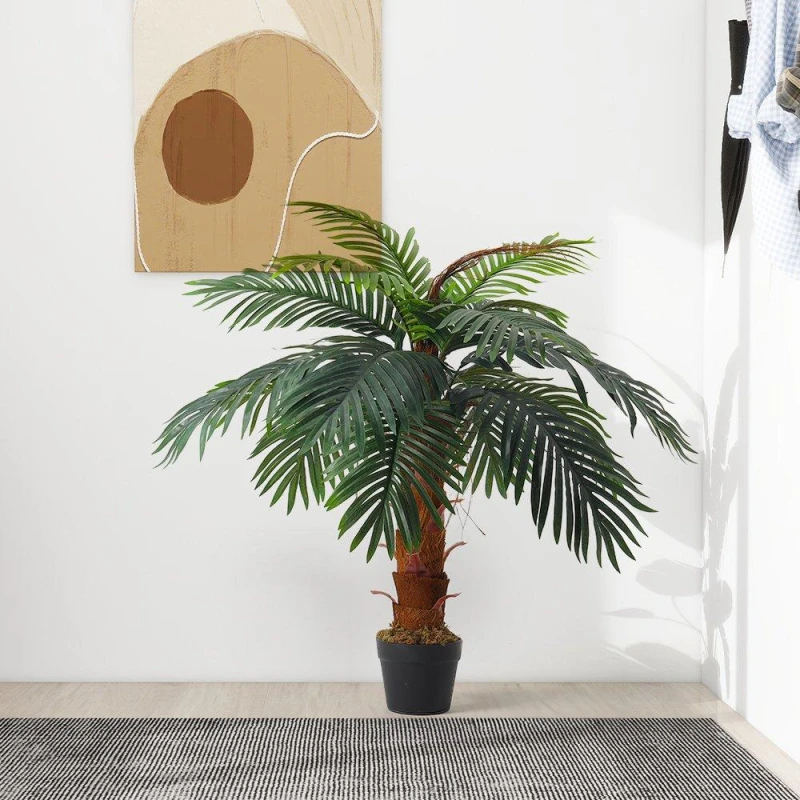 Image of LIFE IDEAS 100cm Artificial Potted Plant Palm Tree - Green and Brown Green and Brown M