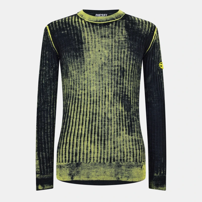 Image of Diesel Acid Wash Crew Jumper Limeade male L