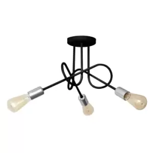 Image of Oxford Multi Arm Semi Flush Ceiling Light Black, Chrome 50cm