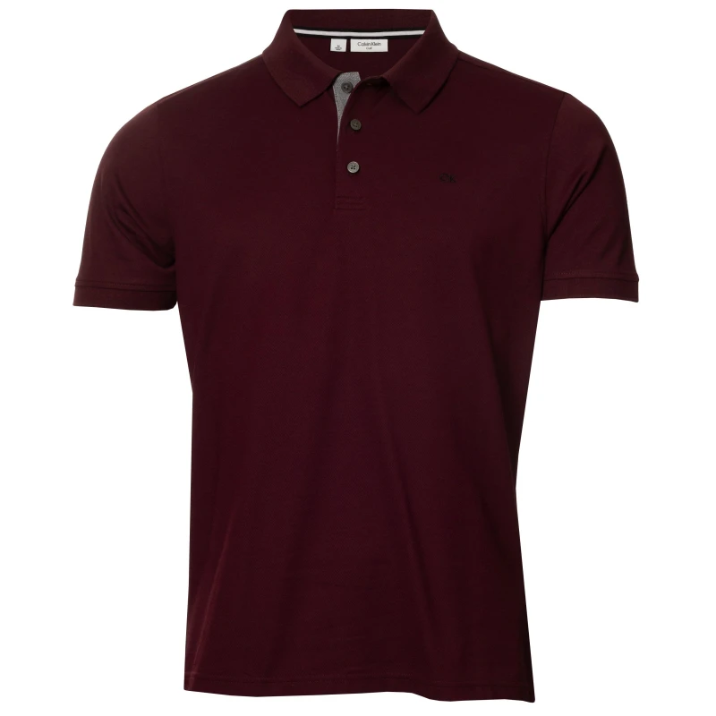 Image of Calvin Klein Golf Mens Short Sleeve Performance Polo Shirt Blackber male Small