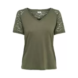 image of JDY lace sleeve v neck top - Green