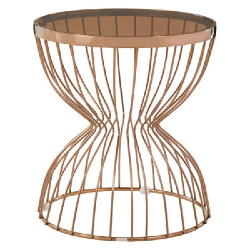 Image of Premier Housewares Rose Gold Side Table, Modern Design Hourglass Bedside Table, Contemporary Side Table with Gold Finish Base Gold