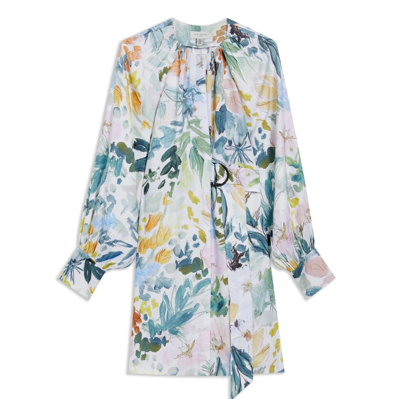 Image of Ted Baker Amasya Shift Mini Dress - White White 8