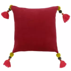 image of Paoletti Poonam Polyester Filled Cushion Cotton Pomegranate/Lemon Curry