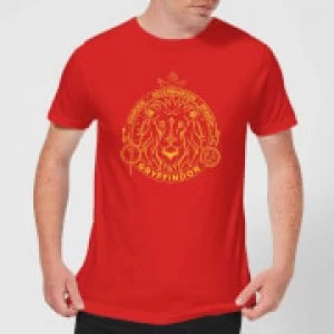 Image of Harry Potter Gryffindor Lion Badge Mens T-Shirt - Red - M