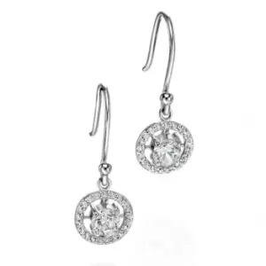 image of Silver Round Cubic Zirconia Pave Surround Earrings E4686C