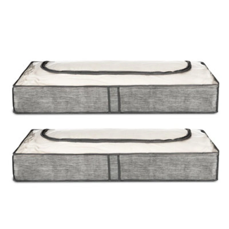 Image of LIVIVO 2-Pack Grey Linen Underbed Storage Bags Grey