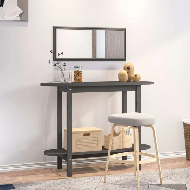 Image of vidaXL Console Table Grey 110x40x80cm Solid Wood Pine, Grey 822299