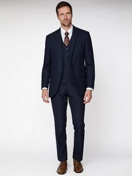 image of Jeff Banks Jacquard Texture Soho Suit Jacket - Navy, Size 38, Length Short, Men