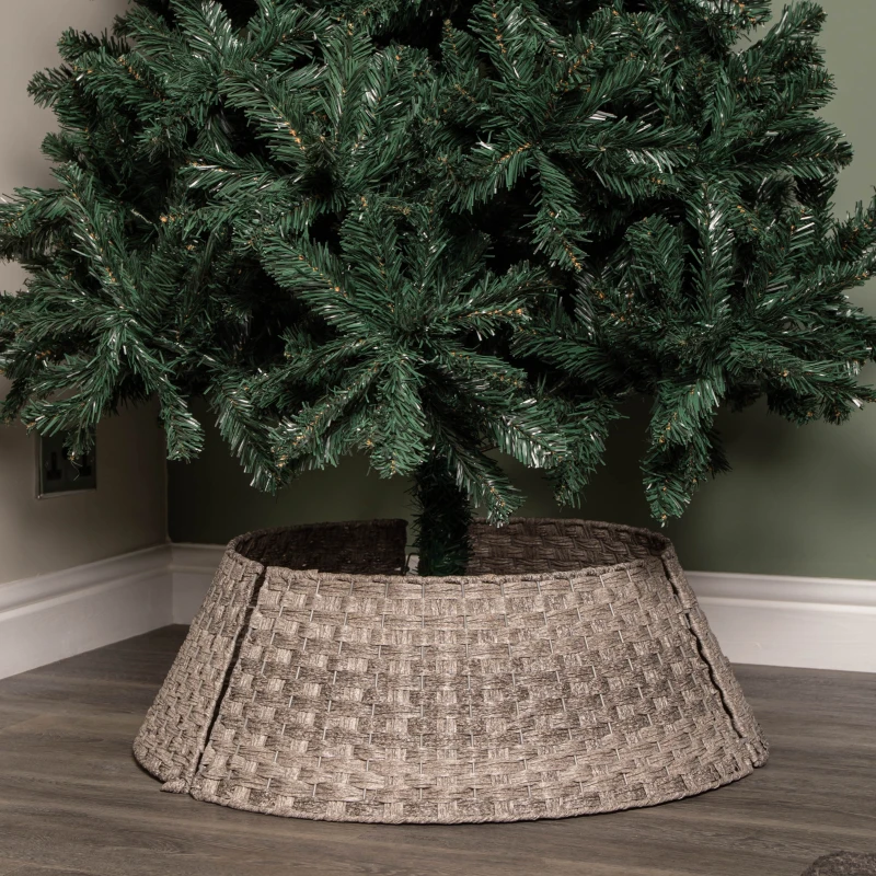 Image of 48/70cm Samuel Alexander Large KD Plastic Wicker Rattan Woven Christmas Tree Skirt in Grey