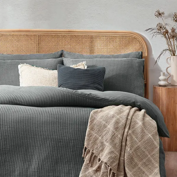Image of Chunky Waffle Duvet Cover Set Dusk, Dusk / Super King