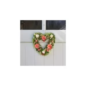 image of Marco Paul - Garden Mile Floral Artificial Foliage & Flower Ornamental Heart Wreath Wall Hanging Fence Door Decoration Outdoor Indoor Garden