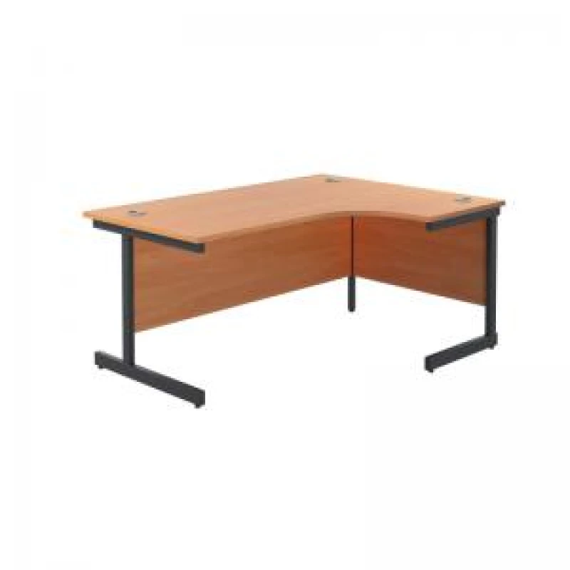 Image of Jemini Radial Right Hand Single Upright Cantilever Desk 1800x1200x730mm Beech/Black KF819820