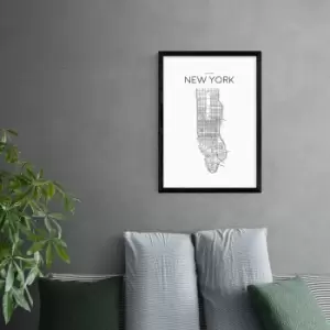 East End Prints City Map New York Print Black/White