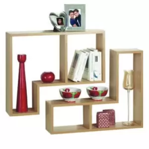 image of Techstyle Twin Wall Display / Storage Floating Shelves Set Of Two Oak