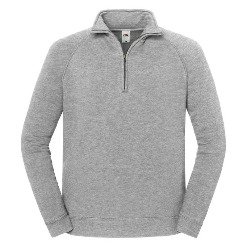 Image of Fruit of the Loom Mens Iconic Premium Quarter Zip Sweatshirt in Mid Grey Size: Small Mid Grey Male S