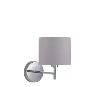 image of Classic Silver and Grey Shade Straight Arm Wall Light