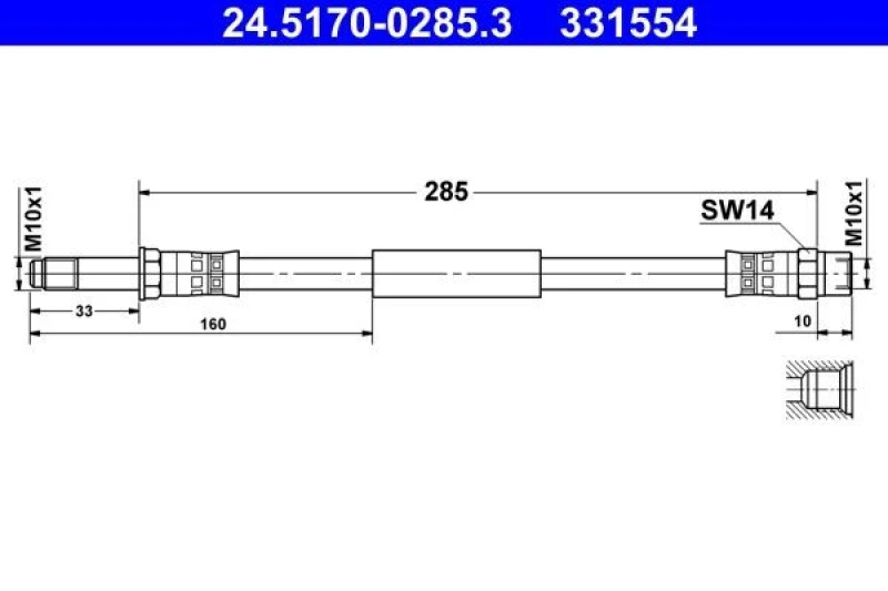 Image of Brake hose ATE 24.5170-0285.3