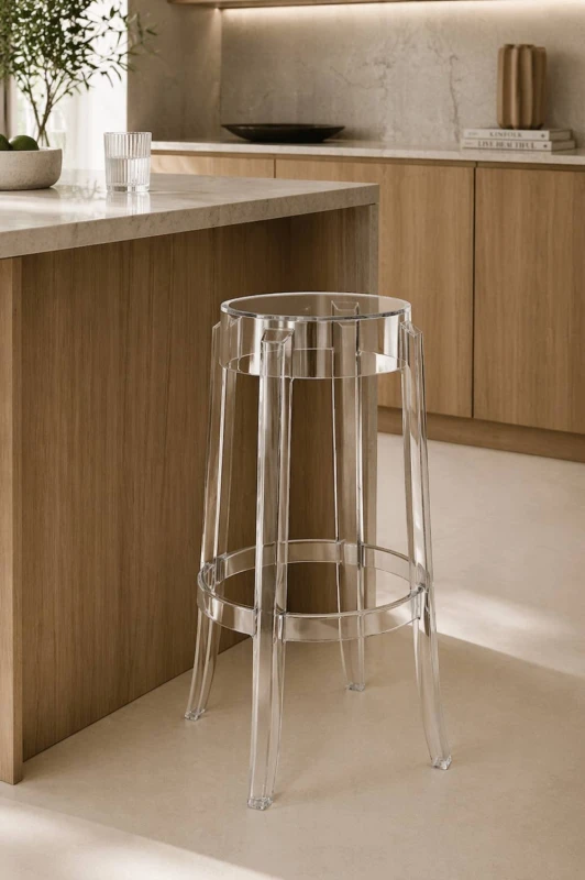 Image of Fusion Living Fusion Living Ghost Style Bar Stool - 66cm in Clear Clear One Size Unisex 5060557268983