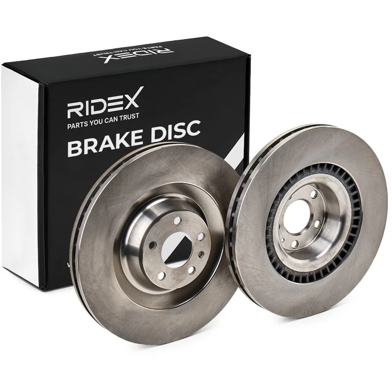 Image of RIDEX 82B1188 Brake disc Front Axle, Vented, Cast Iron, Uncoated, Untreated, without bolts/screws Cast Iron Brake Disc (82)