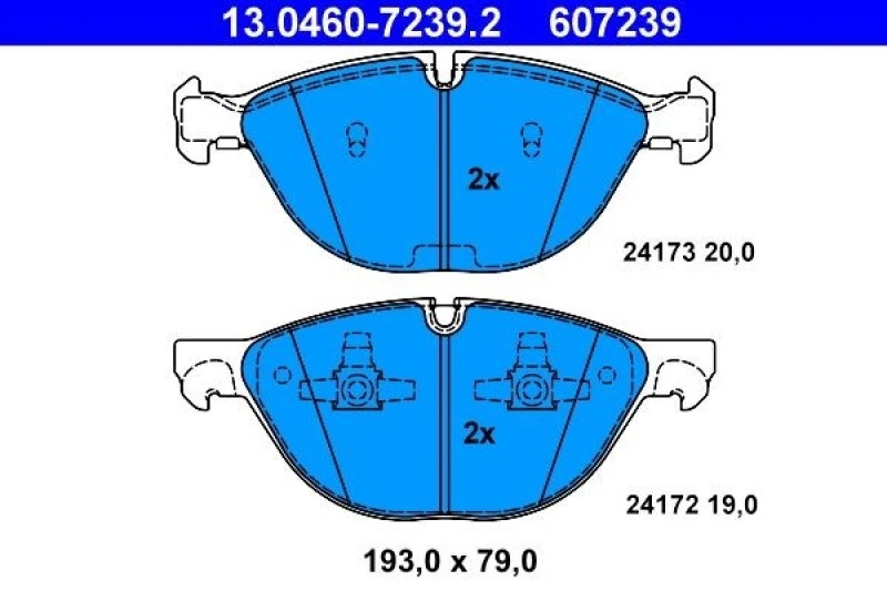 Image of ATE 13.0460-7239.2 Brake pad set excl. wear warning contact Brake Pad Set,disc brake (402)