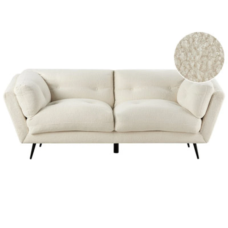 Image of Beliani Sofa 3 Seater Lenvik Boucle White