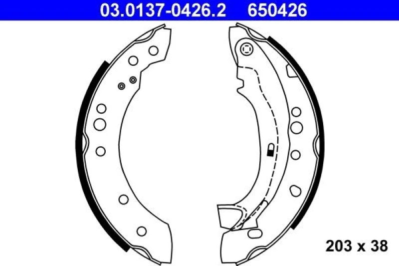 Image of ATE 03.0137-0426.2 Brake Shoes with lever Brake Shoe Set (70)