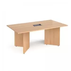 image of Arrow head leg rectangular boardroom table 1800mm x 1000mm in beech