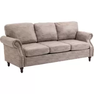 Image of HOMCOM Vintage Microfiber Cloth 3-Seater Sofa Retro w/ Wood Frame Thick Padding