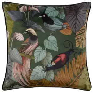 image of Moriyo Piped Velvet Cushion Emerald, Emerald / 50 x 50cm / Polyester Filled