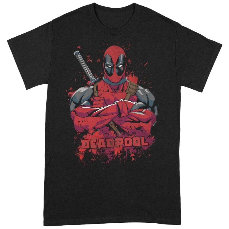 Image of Deadpool Deadpool Men Pose T-Shirt in Black Size: Small Black S Male 5059958514676