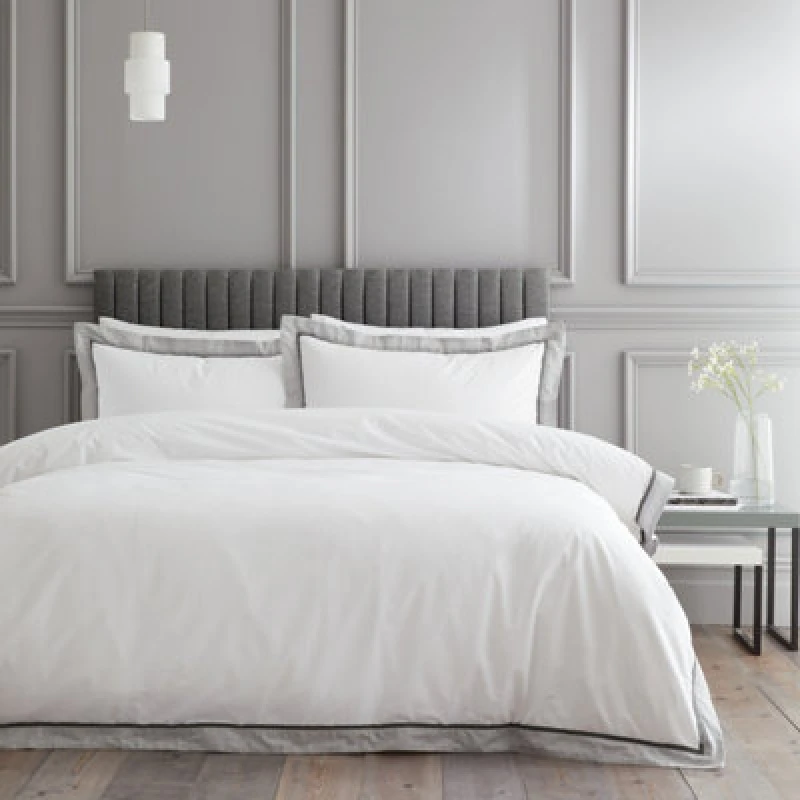 Image of Bianca Mayfair 200 Thread Count Cotton Duvet Cover Set - White White Single
