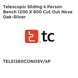 image of TC Group Telescopic Sliding 4 Person Bench 1200 x 800 Cut Out Nova Oak-Silver