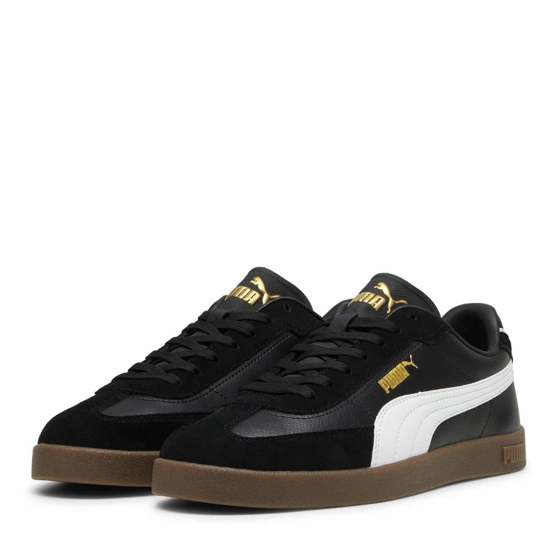 Image of Puma Club II Era Trainers in Leather Black/White Men 39 (5.5 to 6);40 (6.5);41 (7);42 (8);43 (9);44 (9.5);45 (10 to 10.5);46 (11)