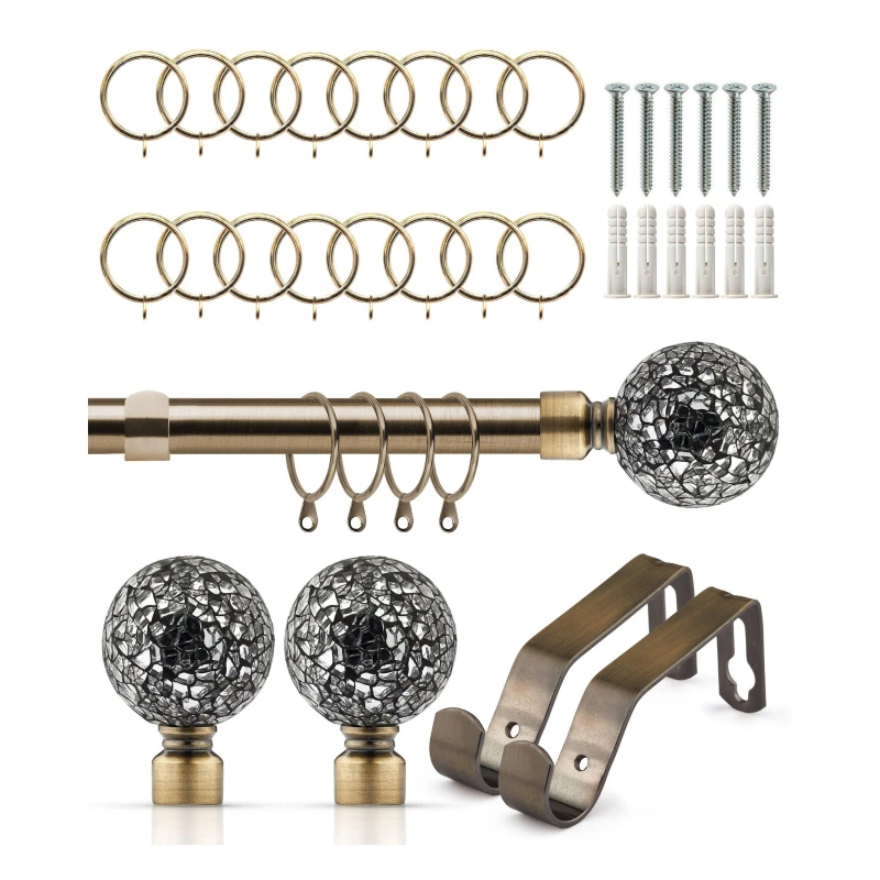 Image of Emma Barclay Cut Glass - Extendable Curtain Pole with rings Curtain Poles 120-210cm Brown 41673605000